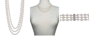 Belle de Mer Cultured Freshwater Pearl (7mm) Triple Strand 18" Statement Necklace in Sterling Silver